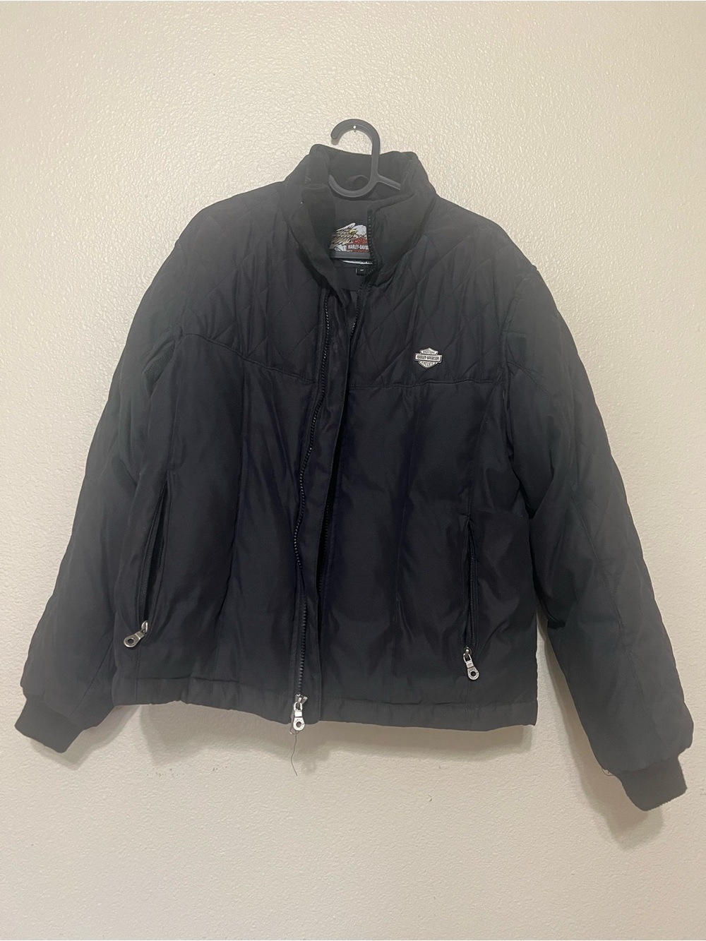 Harley-Davidson Black Quilted Women's Puffer Jacket with Shield Patch